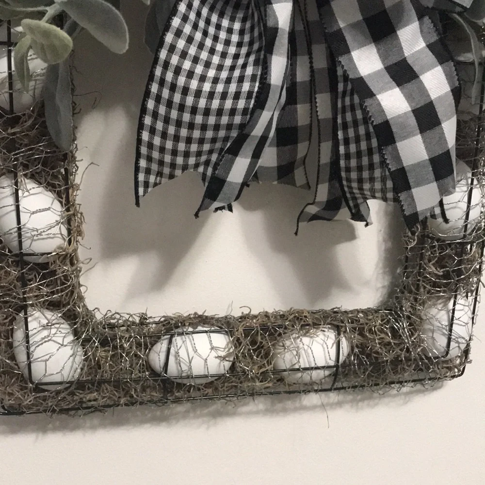 Handcrafted Square Farmhouse Egg Wreath - Picture 3 of 4